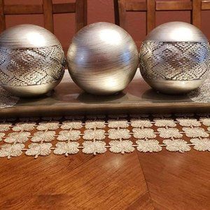 Dublin Decorative Tray and Orbs Balls Set - Centerpiece Bowl with Balls Decor